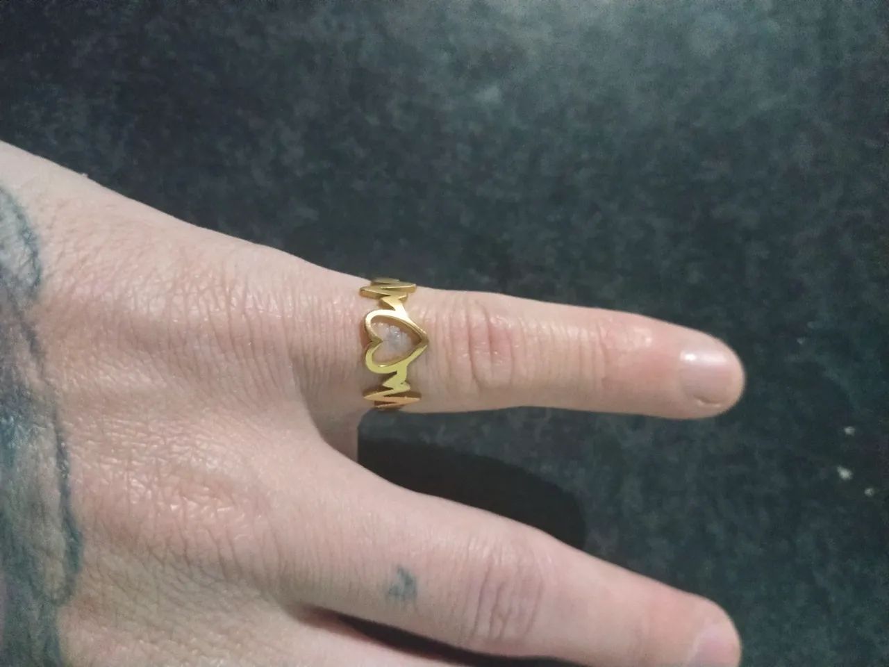 Anel batimento coração dourado - Foto 3