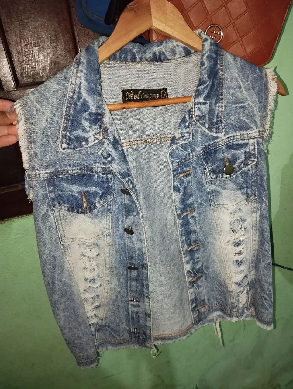 Colete jeans feminino
