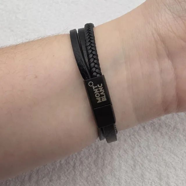 PULSEIRA MASCULINA, FECHO MAGNETICO, COURO, MONTBLANC - Foto 2