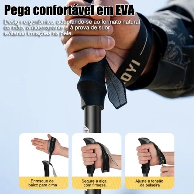 Kit Bastões de Trekking Profissionais com 7 Acessórios Ajustáveis  - Foto 4