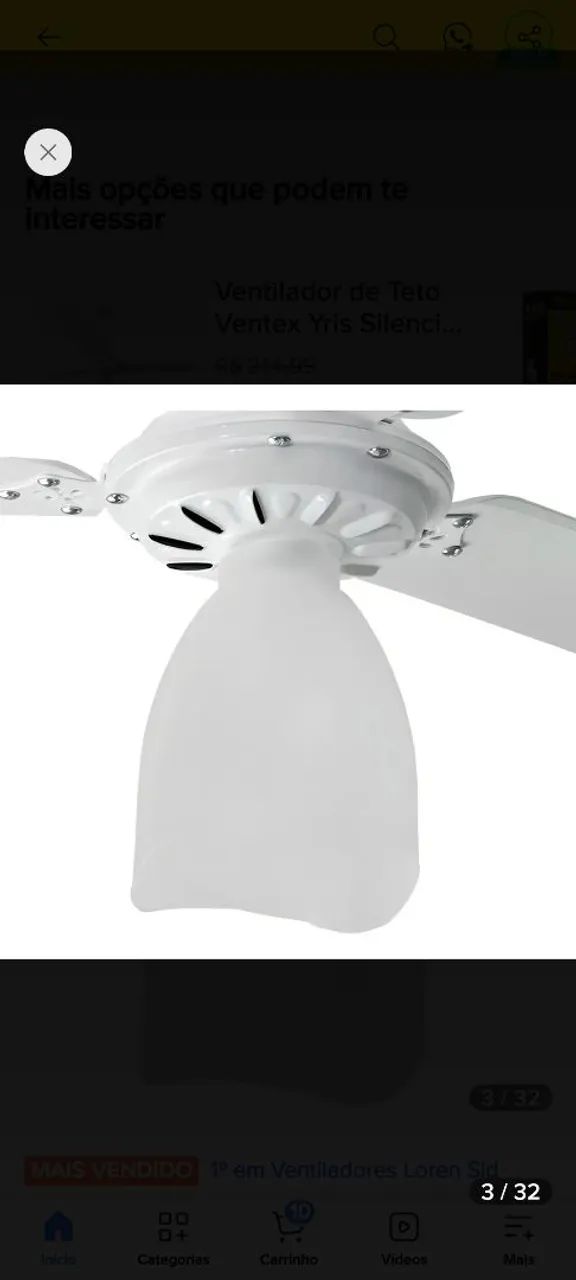 Ventilador de e teto Loren Sid branco