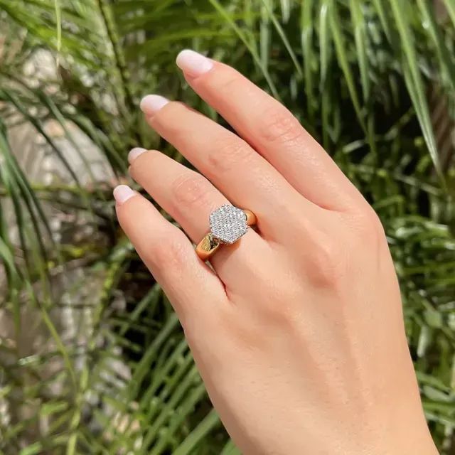 Anel Chuveiro Sextavado de Ouro com Diamantes - Foto 4