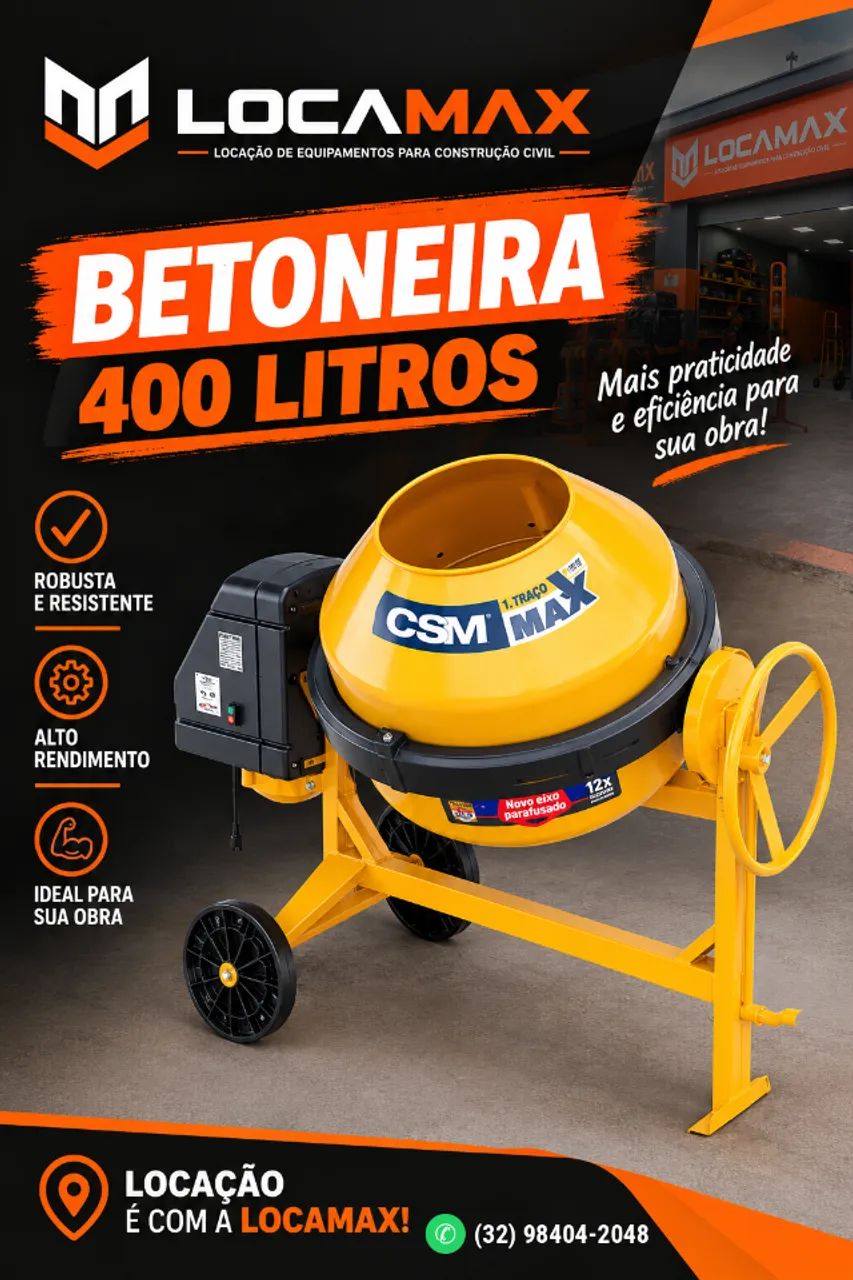 Aluguel de betoneira 400l