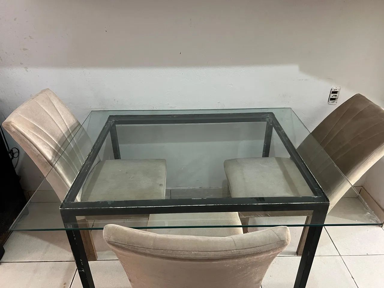 Mesa de vidro com 4 cadeiras 65060623370243120