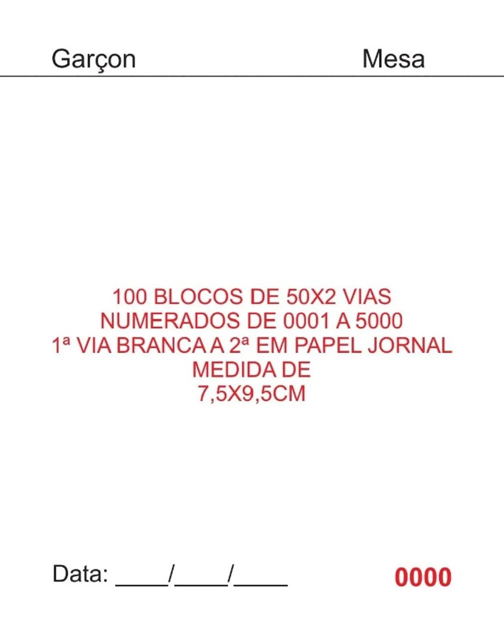 Blocos de comanda numerados
