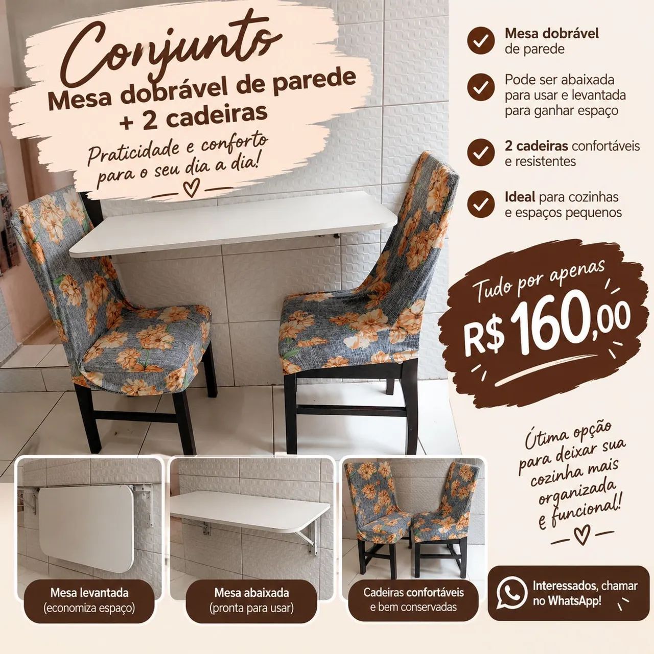 Vendo uma mesa com duas cadeiras