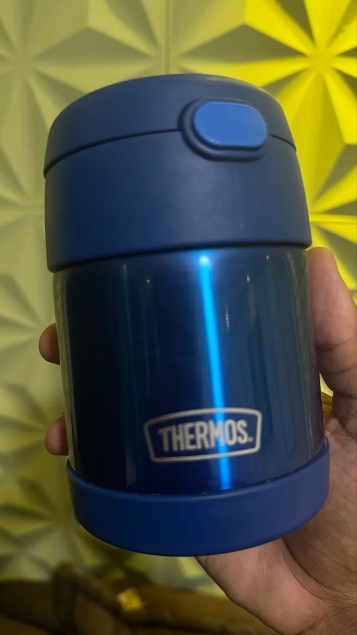 Pote térmico infantil, Thermos Com Culher Azul 290ml Azul - Foto 3