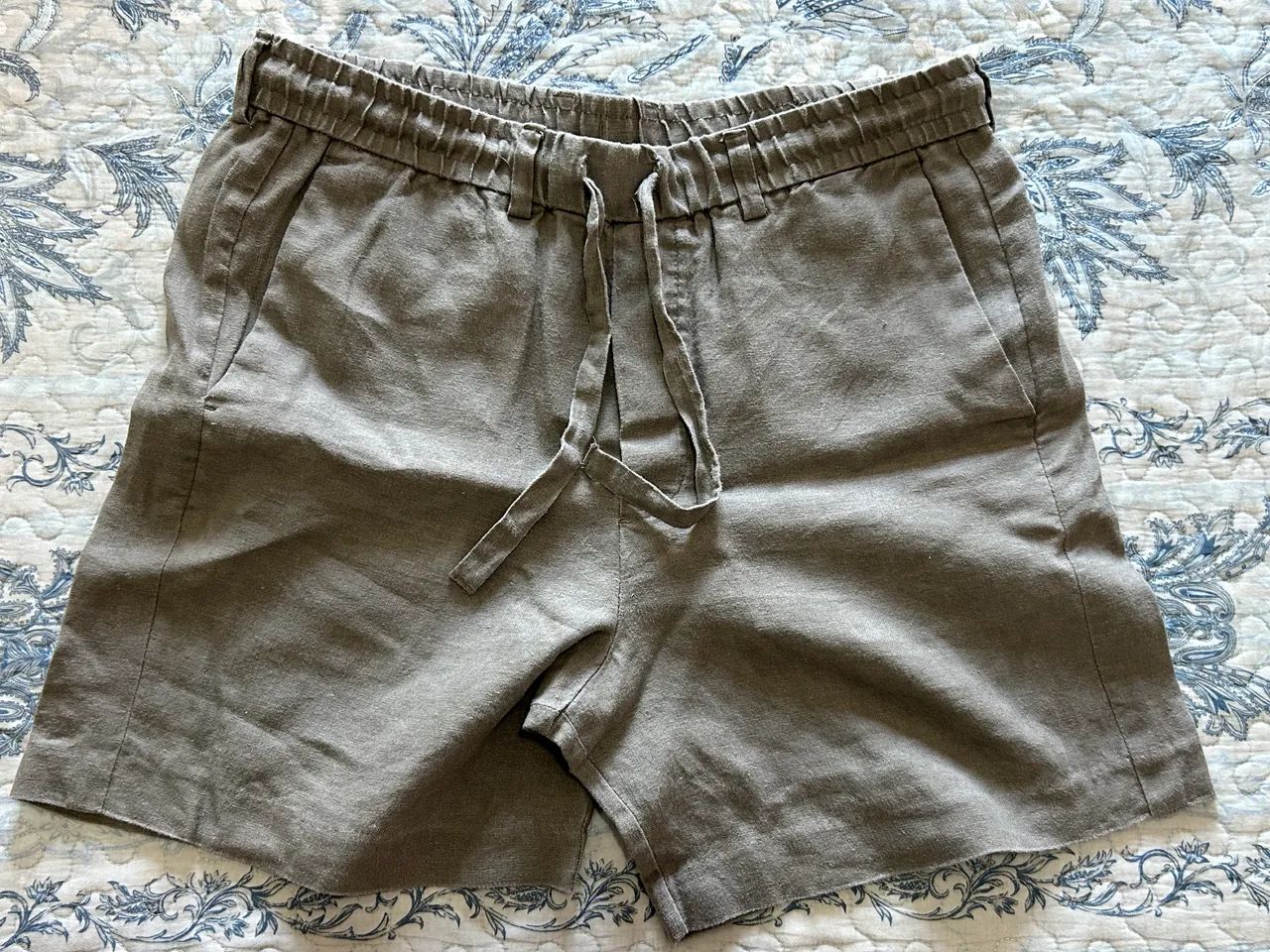 Bermuda 100% Linho Zara M Cinza