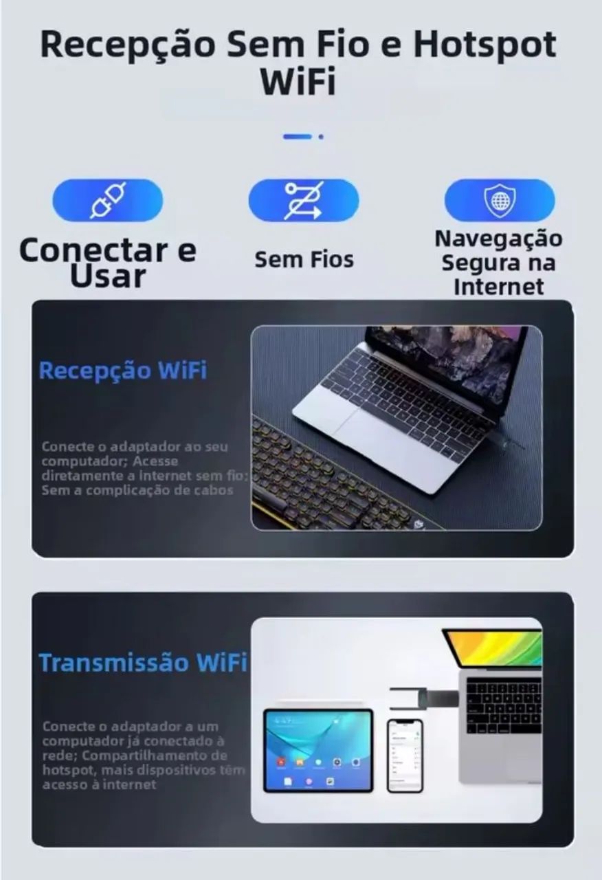 Adaptador Wi-Fi dual band com bluetooth - Foto 3