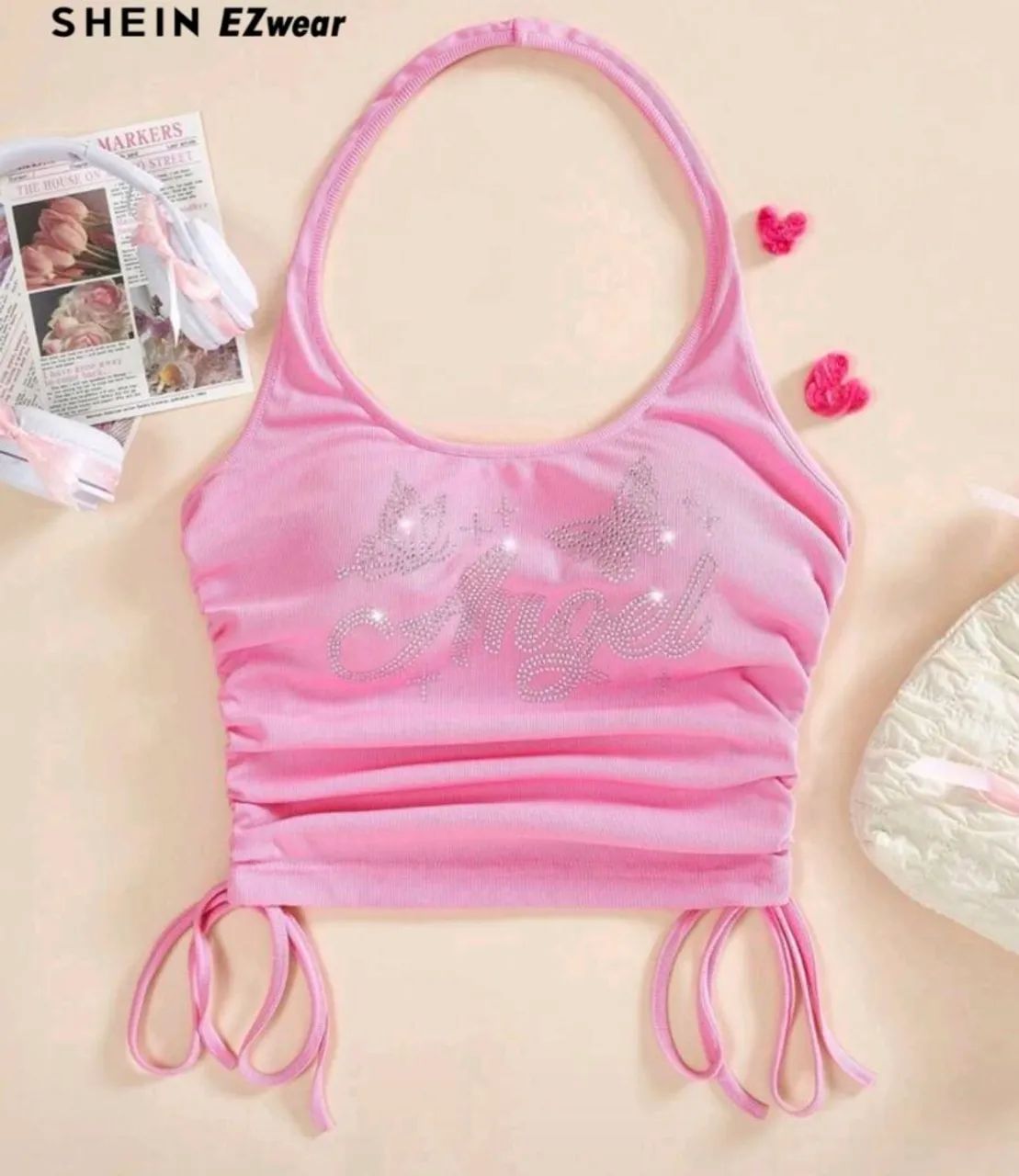 Blusa cropped strass estilo 2000