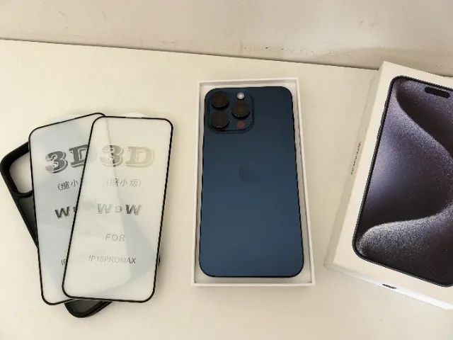 iPhone 15 pro max Azul 256gb + capa e pelicula - Foto 2