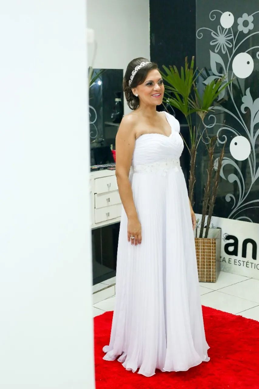 Vestido De Noiva Um Ombro Só Estilo Grego Plissado Longo