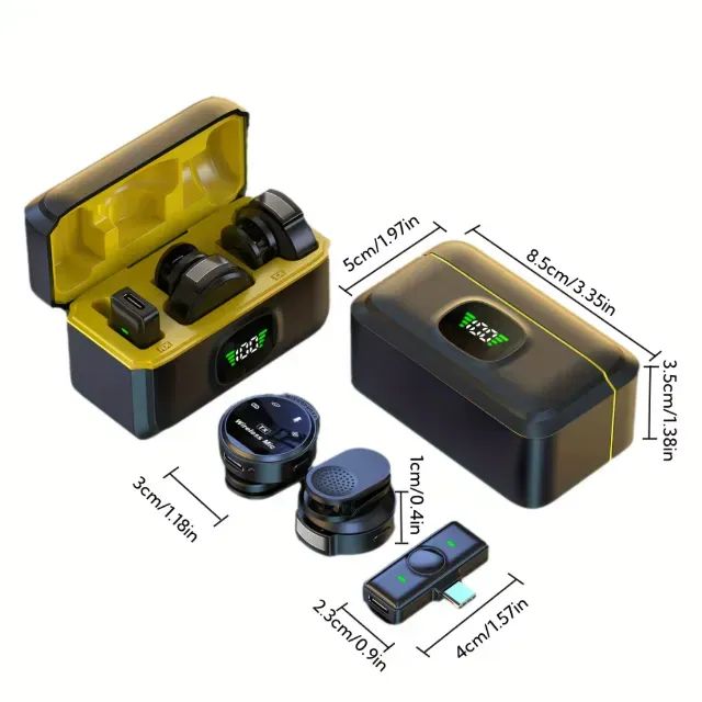 Microfone de Lapela Sem Fio Duplo Wireless com Display Digital Redução de Ruído  - Foto 4