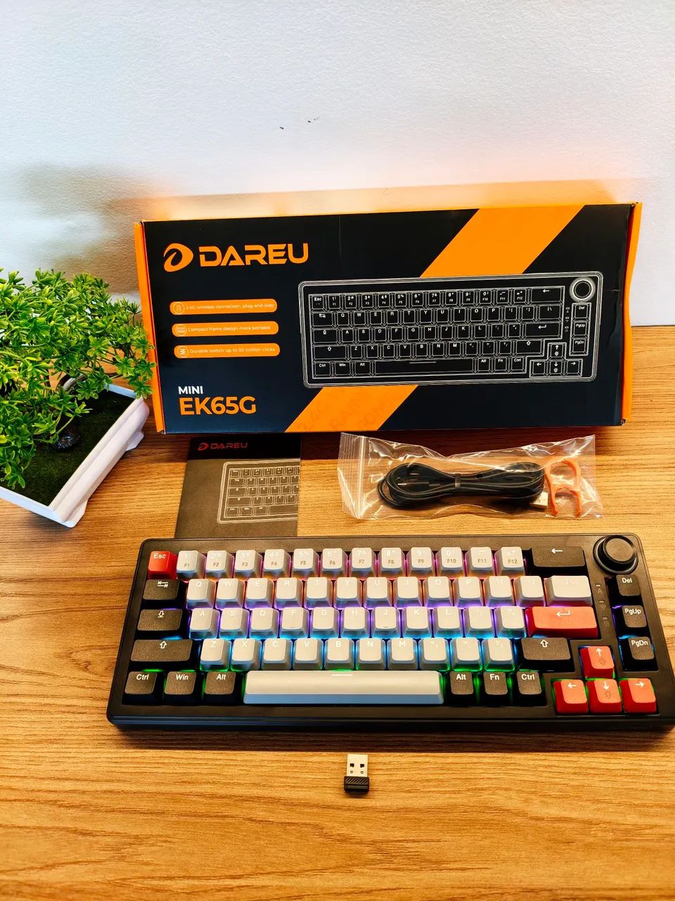 Teclado mecânico sem fio DAREU switch red com rodinha 