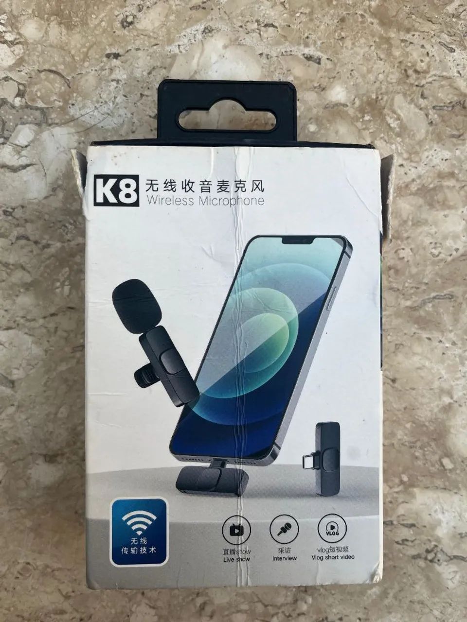 Microfone de lapela sem fio - Tipo C<br>Usado poucas vezes, em excelente estado.