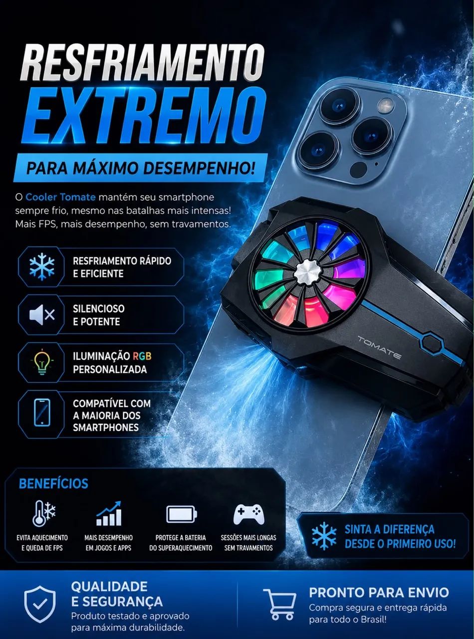 Cooler para resfriar celular e jogos 