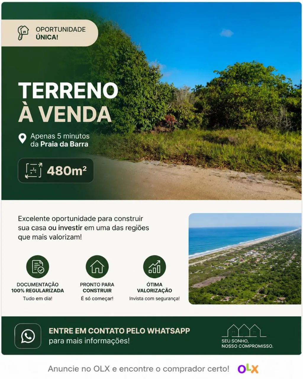 Terreno 480m² (12x40) a 1min da Praia!
