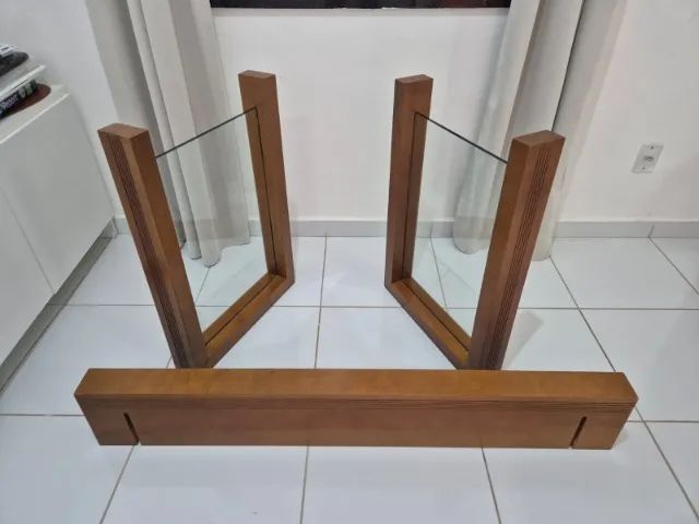 Mesa de Jantar Madeira Maciça e Tampo de Vidro Temperado 10 mm  - Foto 3