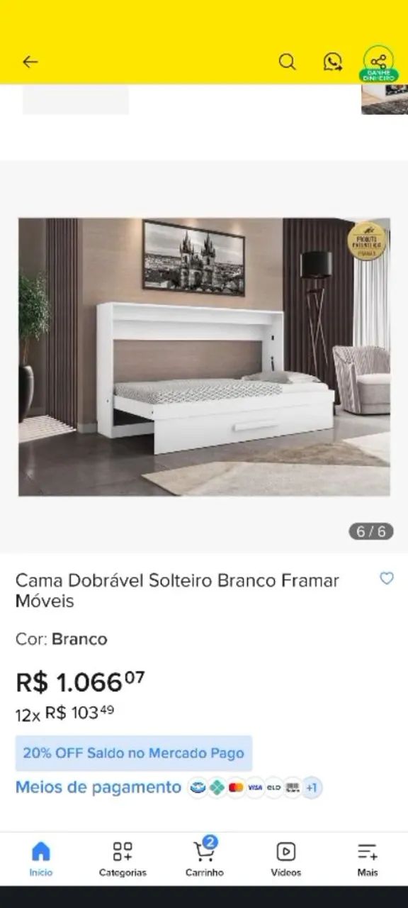 Cama Solteiro Dobrável Framar - Foto 3