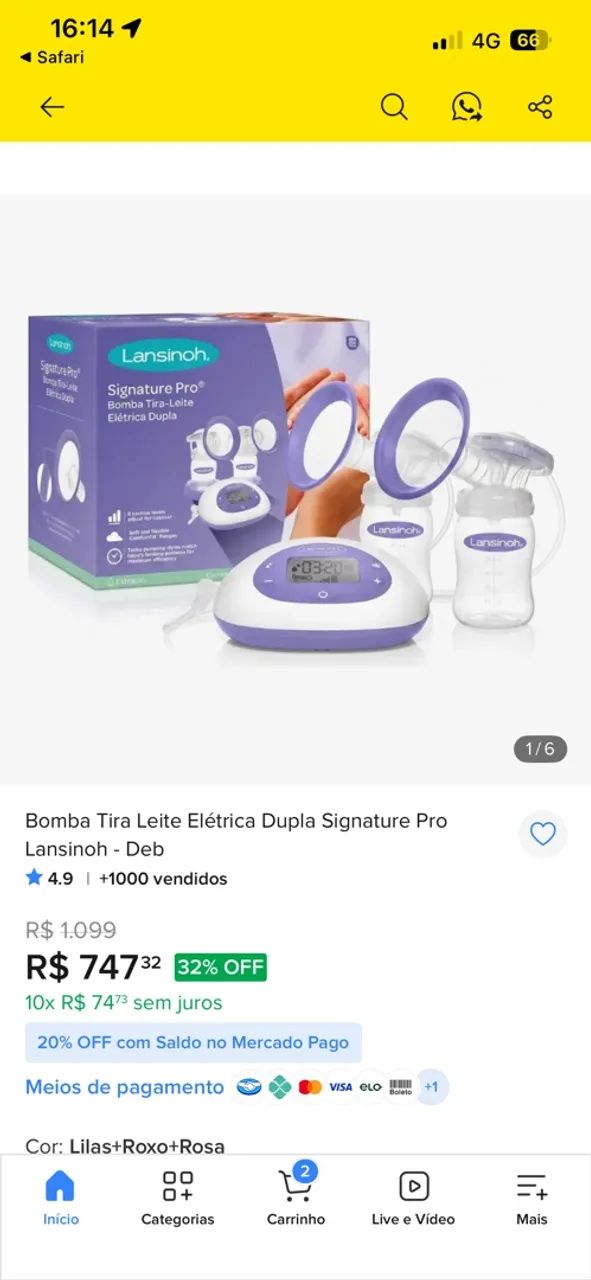 Bomba de Leite Materno Elétrica Dupla