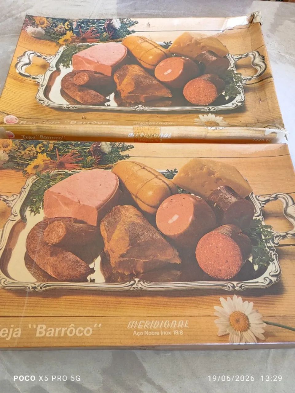 Par de Bandejas Vintage Meridional "Barrôco" Inox 18/8 Anos 70 - Novas na Caixa - Foto 2