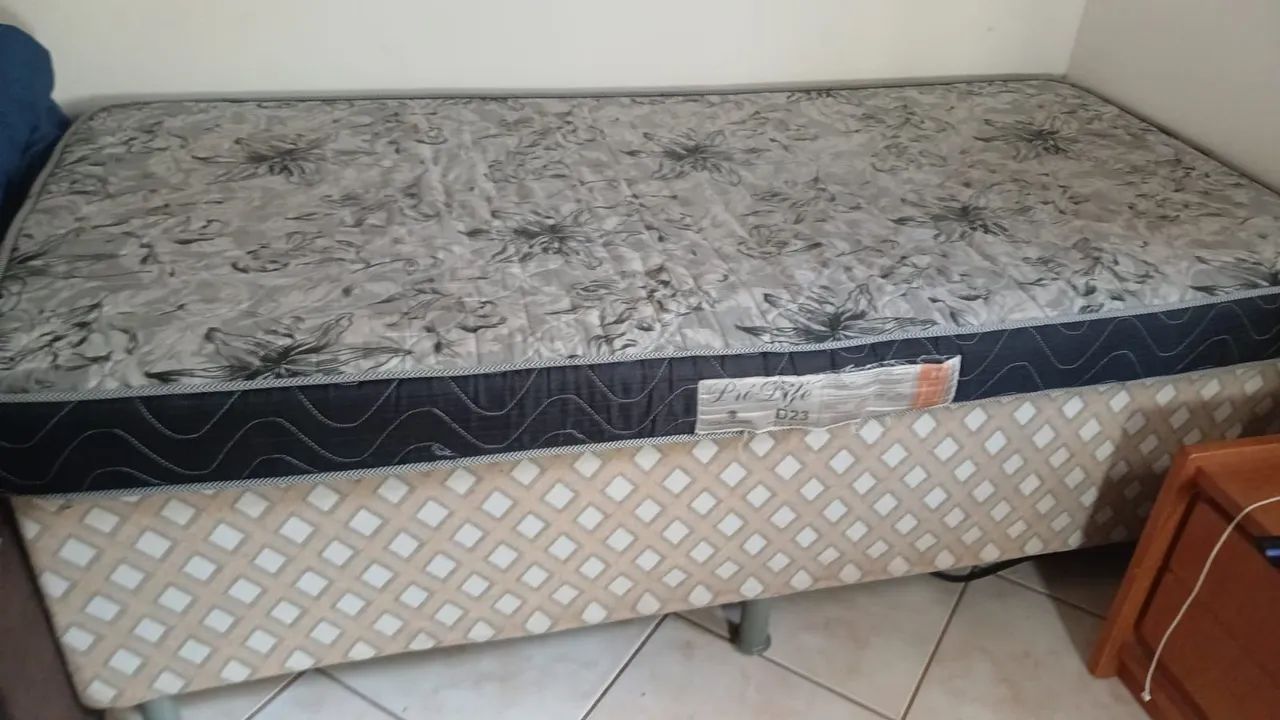 Cama box solteiro com colchão 