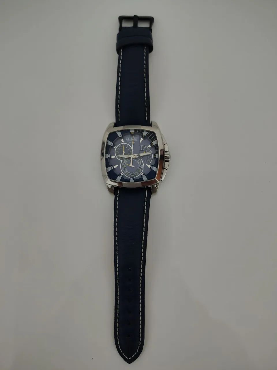 Relogio Citizen Cronógrafo Em Aço Fundo Azul An9000-53m