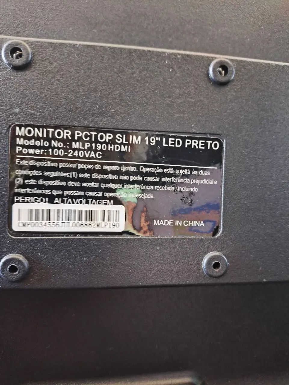 Monitor Pctop 19 polegadas HDMI / VGA