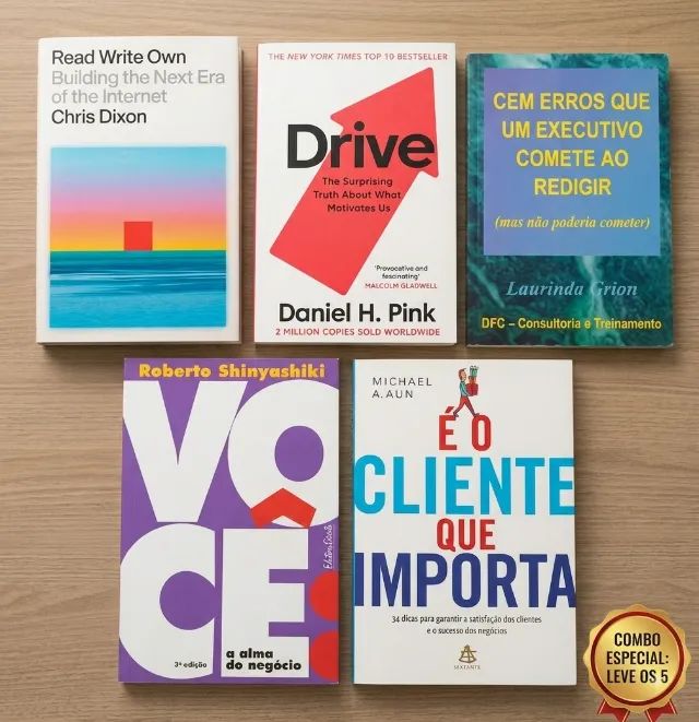Kit Livros Negócios, Alta Performance: Read Write Own, Drive, Você, É o Cliente, Cem Erros