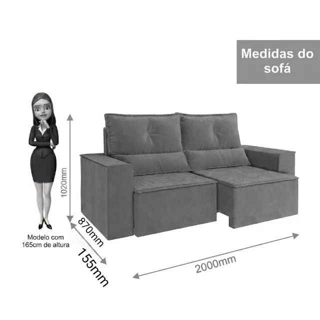Sofá Retratil e Reclinável Roma Marrom I Produto Novo - Foto 5