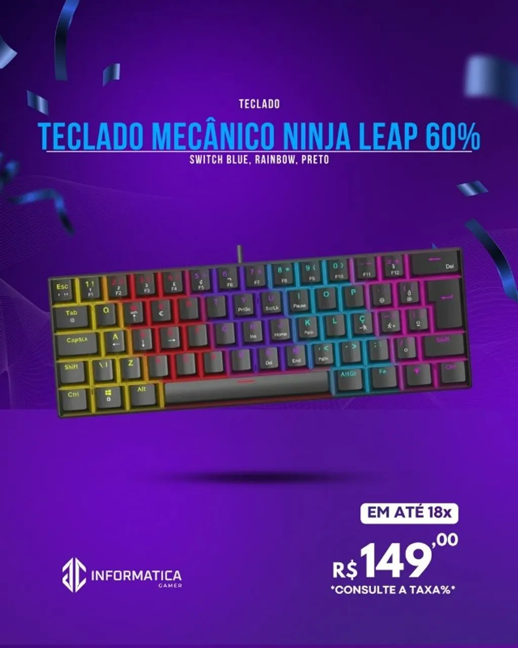 TECLADO MECÂNICO NINJA LEAP 60%