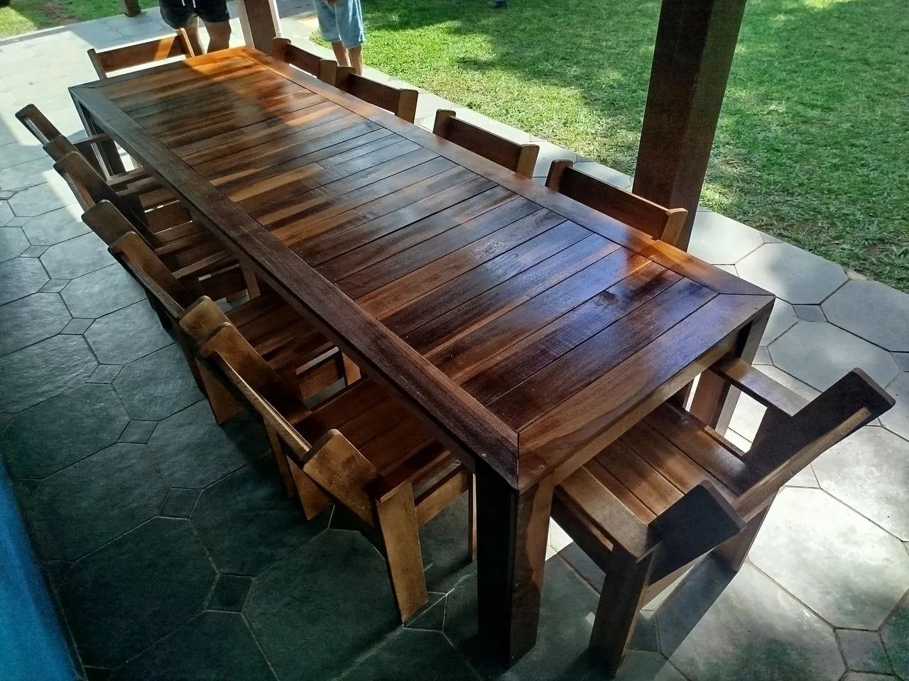 Mesa Rústica 3 m x 90 cm com 10 cadeiras estilo RACK  - Foto 3
