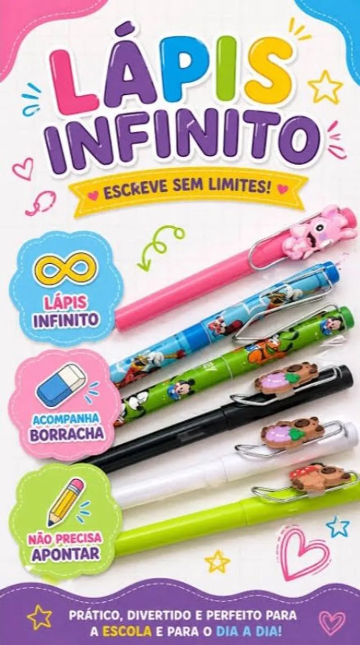 Canetinhas fofas, papelaria fofa 