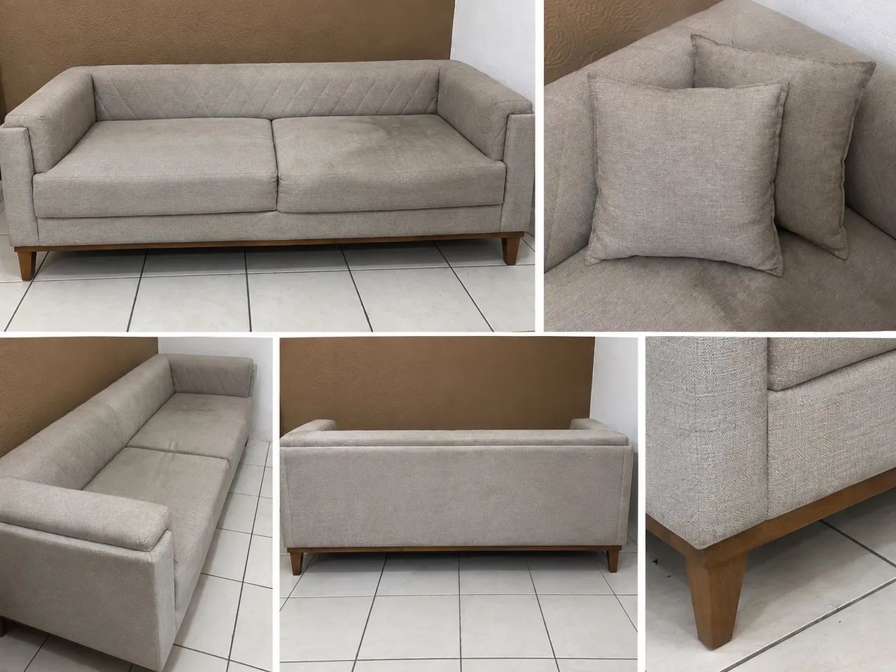 Sofá 3 Lugares 2m em Linho Bege - Excelente Material
