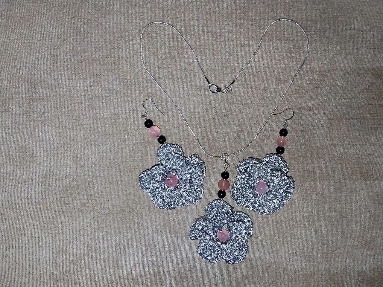 Conjunto brincos  de crochê com ametista e jade persa com detalhes em prata 925 - Foto 3