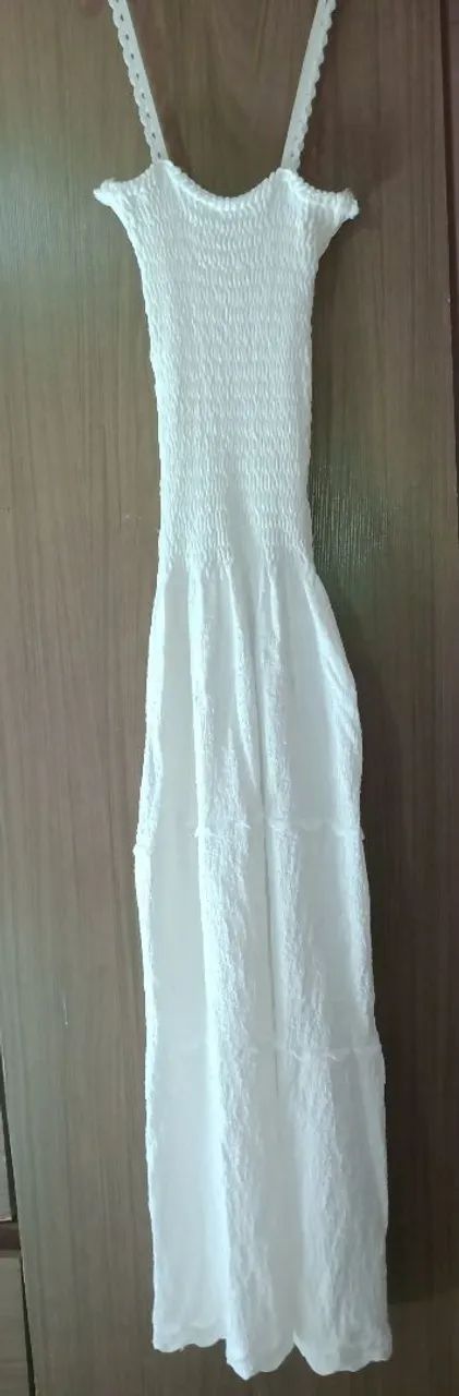 Vestido Longo Branco Boho Lastex  - Foto 2