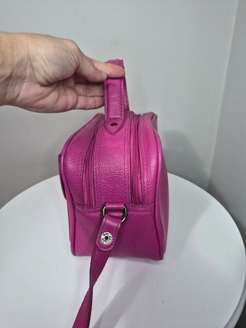 Bolsa bau rosa couro - Foto 4