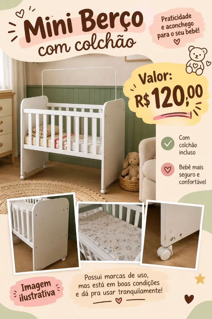 Mini berço com colchão 