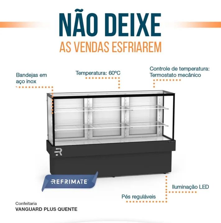 Balcão quente para padaria