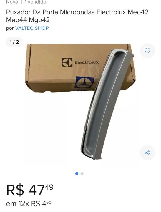 Puxador da porta + acabamento cromado + parafusos Electrolux ME044 ME042 MG042 - Foto 2