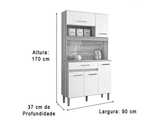 Cozinha 5 Portas Freijo/Off White Cristal a65 - Foto 3