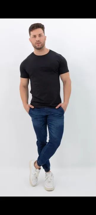 Calça jogger masculina em sarja com lycra  - Foto 4