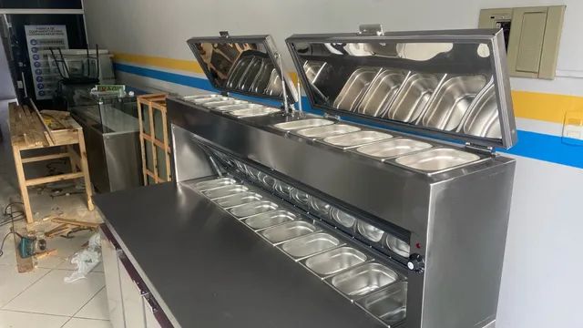 Pizzarola/condimentadora refrigeradora em aço inox sob medida com cubas - Foto 4