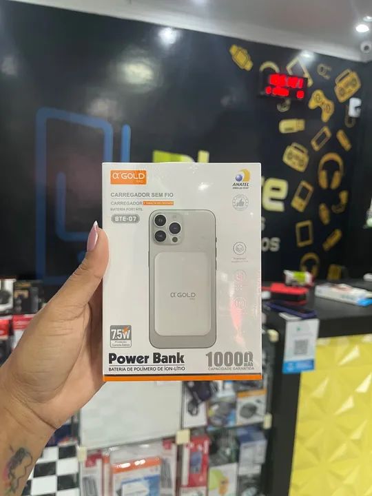 PROMOÇÃO Carregador Power Bank 10000mah Magnético Indução Sem fio 7.5w  A'Gold BTE-07
