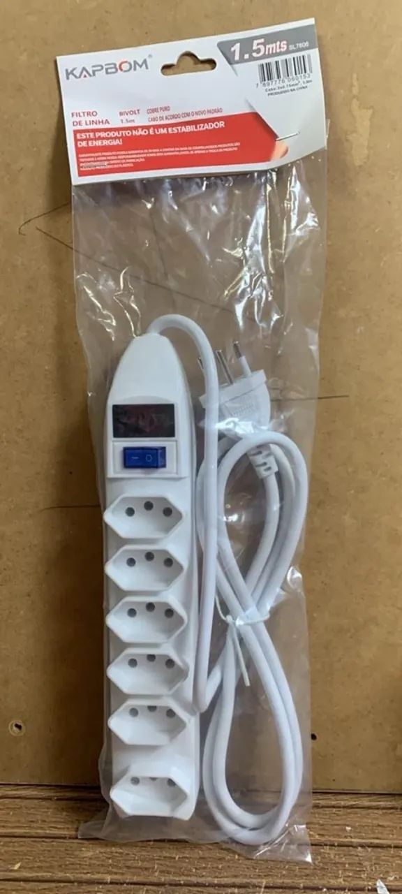 Extensão elétrica com 6 tomadas e interruptor - Foto 4