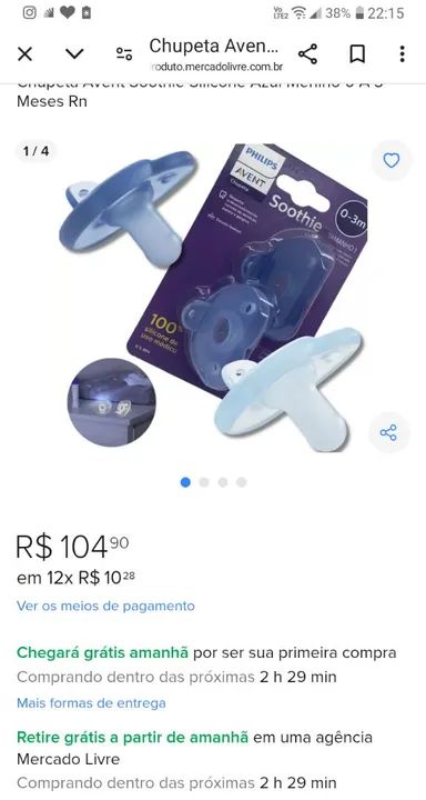 Chupeta Philips Avent Soothie 0-3m - Silicone Médico