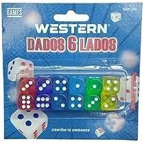 Kit 12 Peças de Dados 6 Lados - Western 