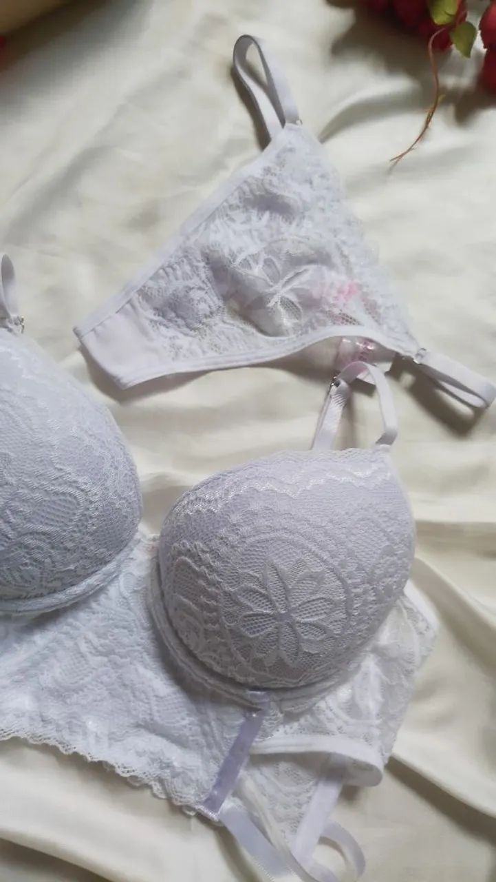 Conjunto de Lingerie Renda Branca G - Foto 3