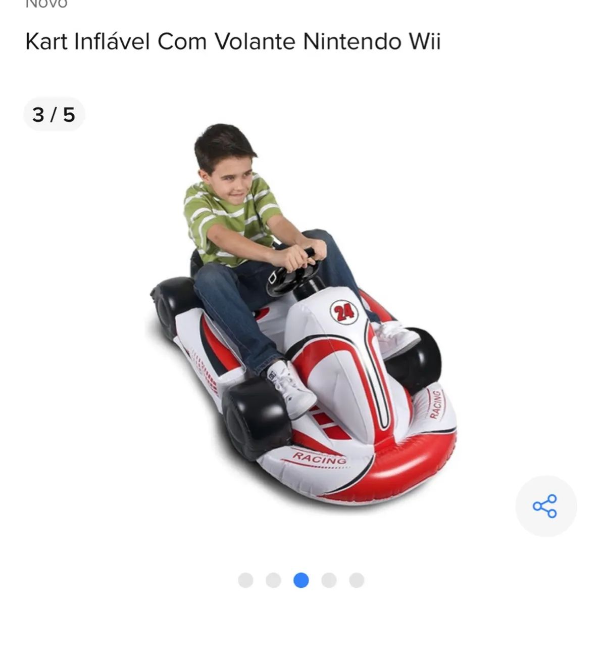 Kart Inflável Com Volante Nintendo Wii