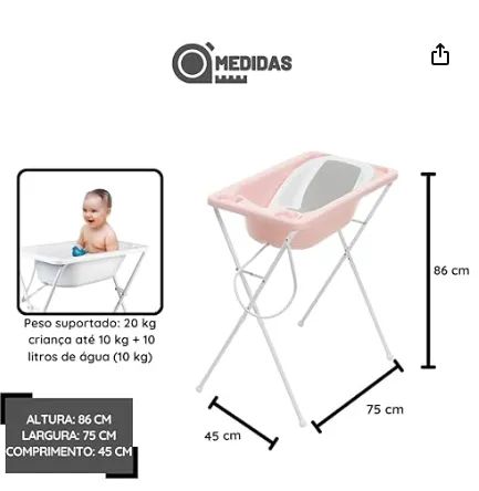 Banheira Bebê Plastica Acqua Trio Rosa Perola - Nunca usada - Foto 3